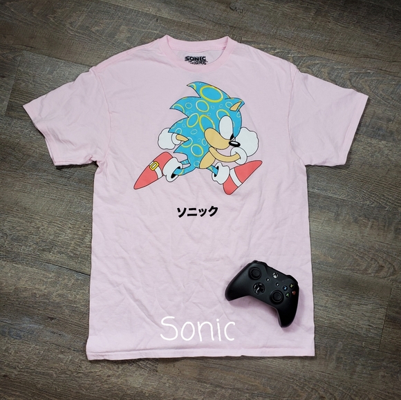 Sonic Tops - SONIC THE HEDGEHOG PINK TEE SHIRT, SIZE MEDIUM